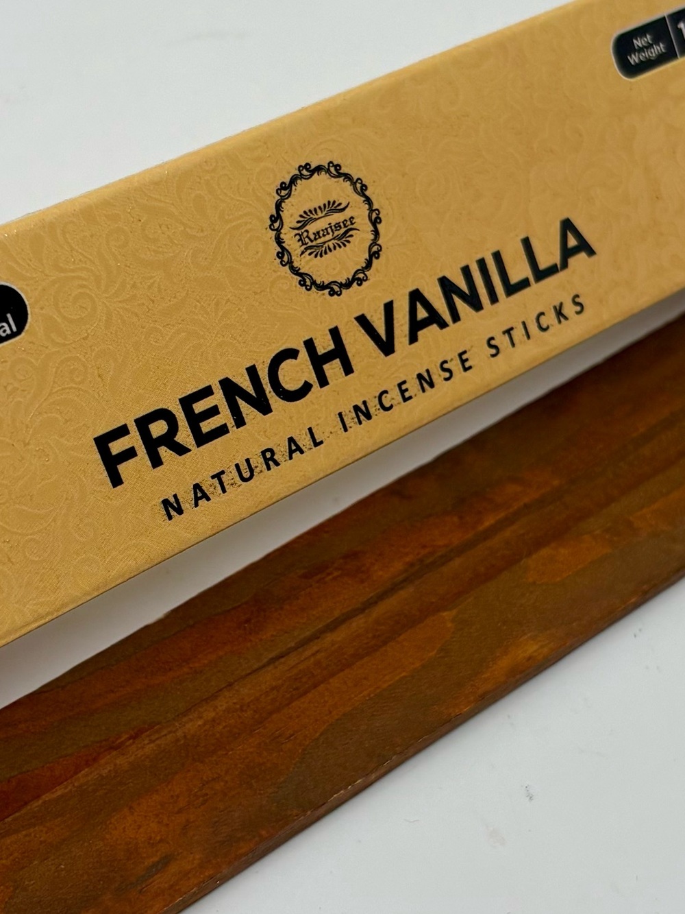 NEW French Vanilla Natural Incense Sticks, Wooden Holder, from India. 5 Stones - Picture 6 of 7